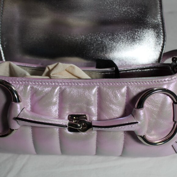 NEW Gucci Horsebit Iridescent Flap 2 Way Chain Leather Strap Shoulder Bag 764339 - Picture 6 of 14